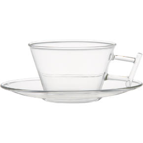 om beaker glass cup and saucer