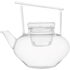 om beaker glass teapot