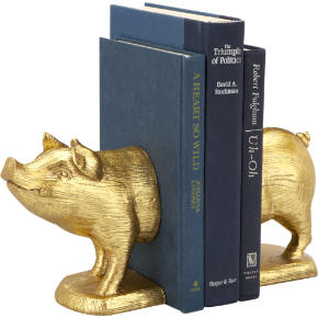 gold pig bookends set of two
