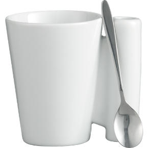 spoon coffee mug white with stainless steel spoon
