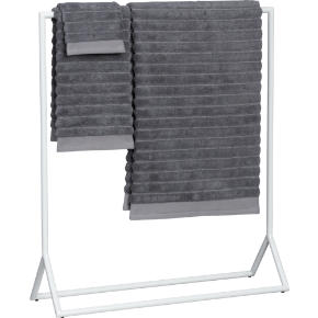white metal towel rack