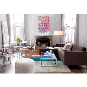 dual chocolate tufted sectional