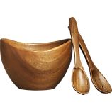 3-Piece Acacia 10" Salad Bowl and Acacia 12" Salad Servers Set