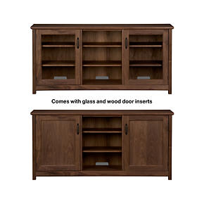 Ainsworth Walnut 64 Media Console with Wood/Glass Doors