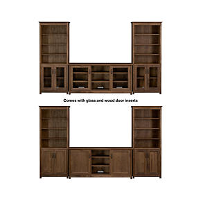 Ainsworth Walnut 64 Media Center with Wood/Glass Doors and 2 Towers