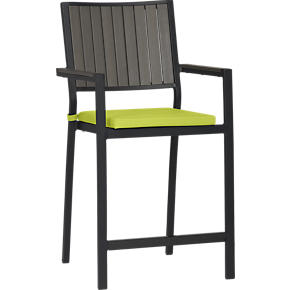 Alfresco Grey Barstool with Sunbrella® Apple Cushion