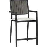 Alfresco Grey Barstool with Sunbrella® White Sand Cushion