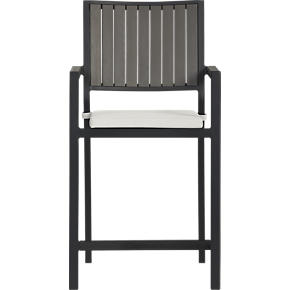 Alfresco Grey Barstool with Sunbrella® White Sand Cushion