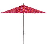9' Round Marimekko Appelsiini Caliente Umbrella with Silver Frame