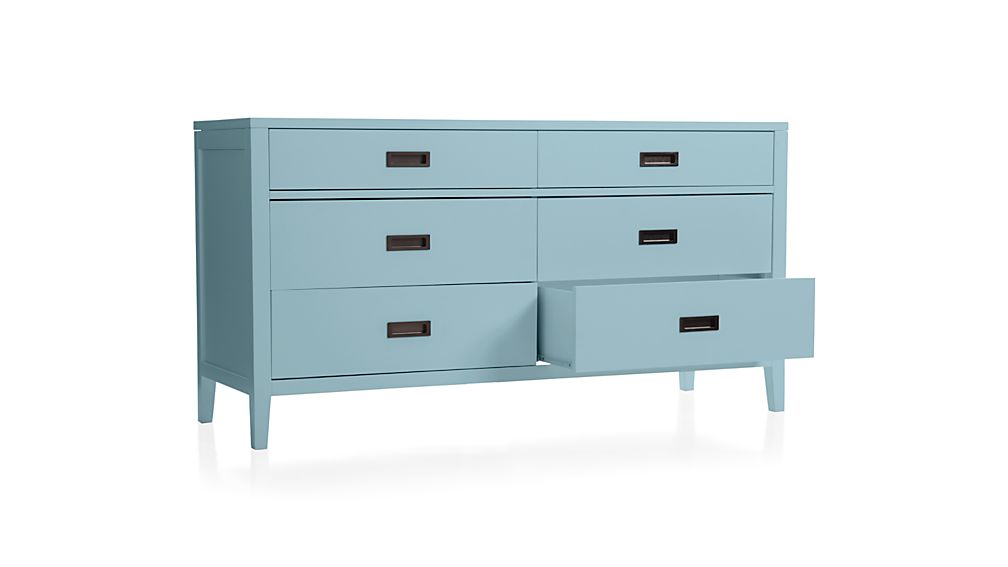 Arch Blue Six Drawer Dresser In Arch Blue Beds Crate And Barrel