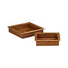 Set of two napkin baskets: 6.75"sq.x1.75"H cocktail napkin basket and 8"sq.x1.75"H luncheon napkin basket.