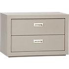 Taupe 27" Two-Drawer Storage Unit.