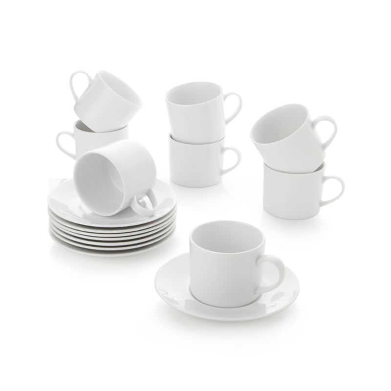 Set of 8 Aspen Cups and Saucers Crate and Barrel