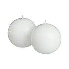 Set of two white ball candles.
