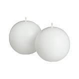 Set of 2 White 2.5" dia. Ball Candles