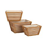 Set of 3 Bamboo Storage Totes with Liners