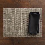 Chilewich® Platinum Basketweave Placemat and Sateen Black Napkin