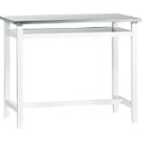 Belmont White Work Table with Stainless Steel Top