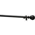 .75"dia.x28"–48" Black Orb Rod Set: one rod, two finials and two brackets.