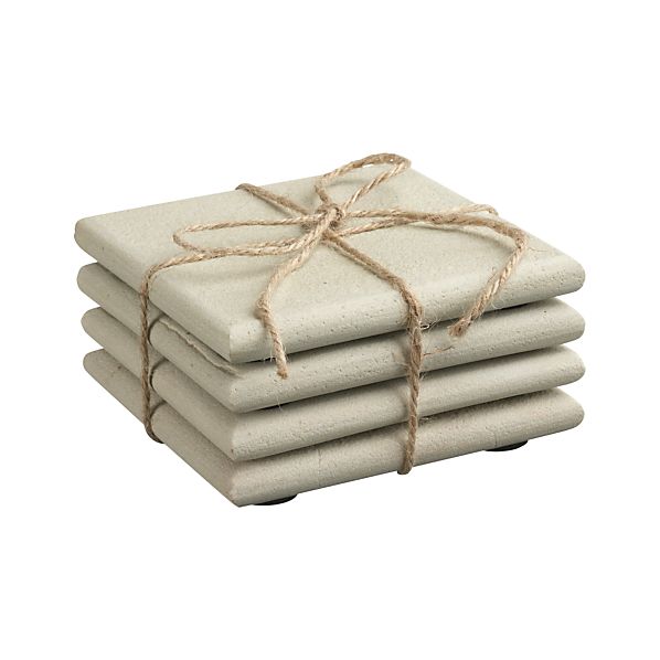 Set of 4 Blanco Sandstone Coasters Crate and Barrel