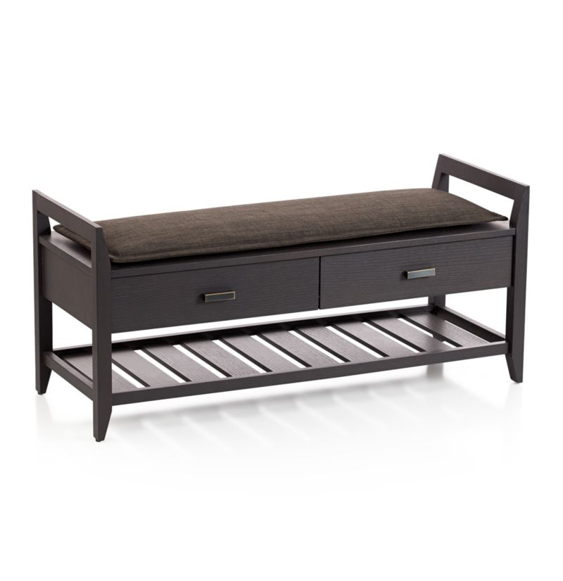 Boardwalk Grey Bench with Cushion in Entryway Benches Crate and Barrel