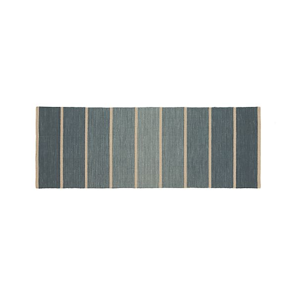 Bold Blue Stripe 2.5'x7' Rug Runner Crate and Barrel