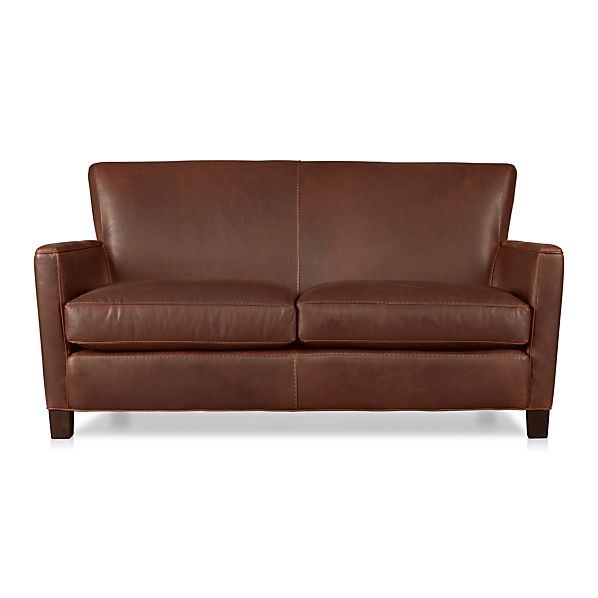 Briarwood Leather Loveseat Oak Crate and Barrel