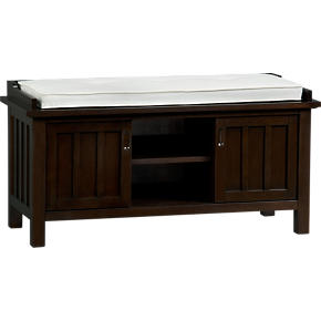 Brighton Coffee Storage Bench with White Cushion