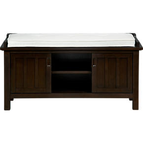Brighton Coffee Storage Bench with White Cushion