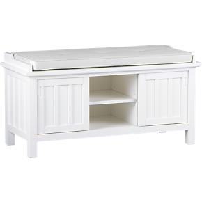 Brighton White Storage Bench with White Cushion