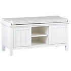 Brighton White Storage Bench with White Cushion.