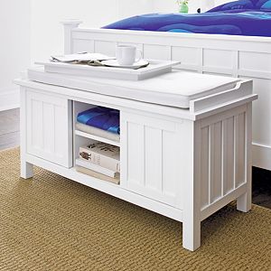 Brighton White Storage Bench with White Cushion