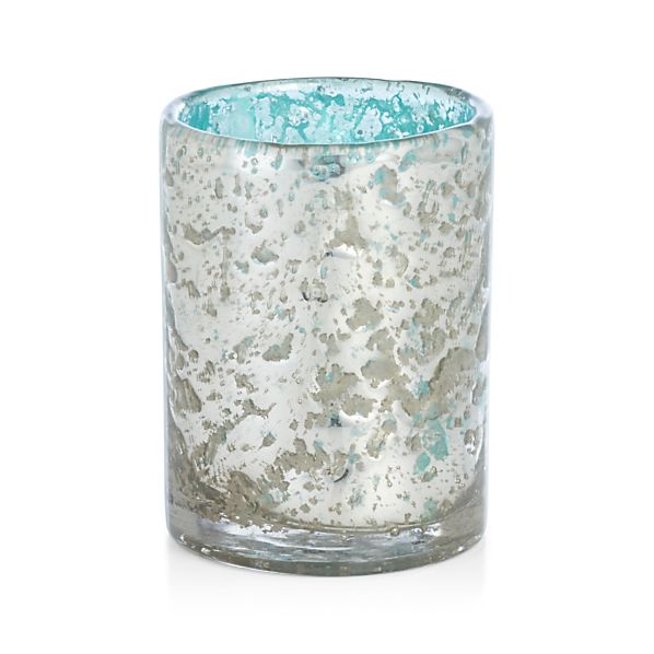 Bubbled Aqua Candle Holder Crate and Barrel