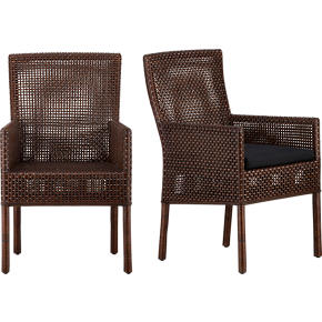Cabria Honey Brown Woven Arm Chair and Black Cushion