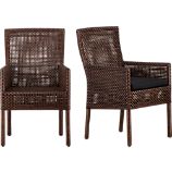 Cabria Honey Brown Woven Arm Chair and Black Cushion