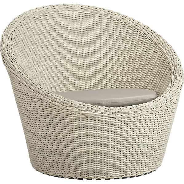 Calypso White Swivel Lounge Chair with Sunbrella® Stone Cushion in