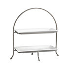 Two-Tier Server with Plates: two 14.25"Wx7"D server plates, 16.25"x7.25"x18"H server.