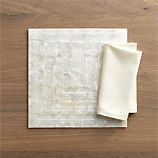 Capiz Shell Square Placemat and Sateen Ivory Napkin