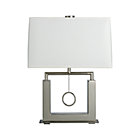 Charles Nickel Table Lamp. (16"Wx8"Dx9.5"H shade);