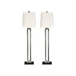 Set of 2 Clare Antiqued Silver Buffet Lamps