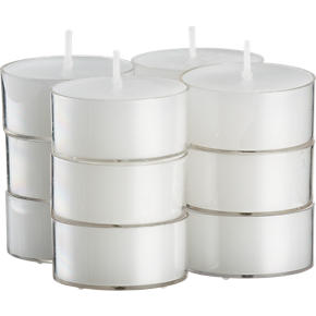 Set of 12 Clear-Cupped White Tealight Candles