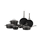 12-Piece Set: 10" frypan, 12" frypan, 1.5 qt. saucepan with lid, 2.5 qt. saucepan with lid, 3 qt. sauté pan with lid, 8 qt. stockpot with lid, 5 qt. Dutch oven with lid, bonus 12" everyday pan with lid and bonus 5 qt. colander.