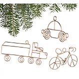 Set of 3 Copper Wire Vehicle Ornaments