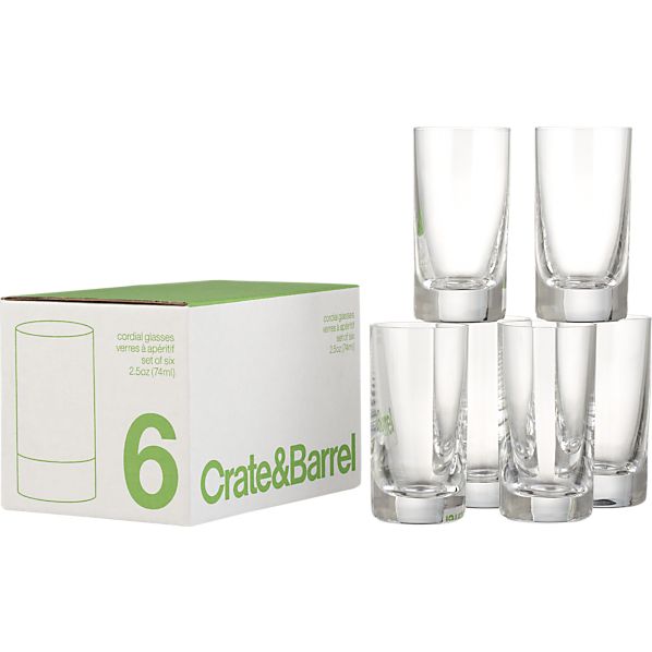 Set of 6 Cordial Glasses Crate and Barrel