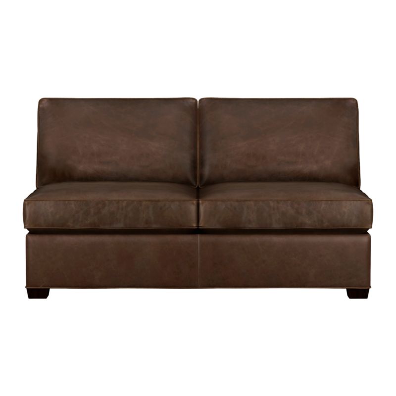 Davis Leather Armless Full Sleeper Sofa  Cashew  Crate 