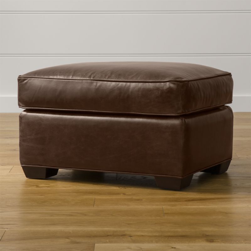 Davis Leather Ottoman Cashew Crate and Barrel