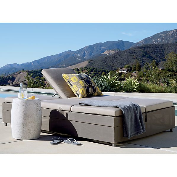 Dune Double Chaise Sofa Lounge with Sunbrella ® Taupe Cushions Crate and Barrel