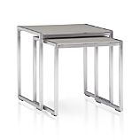 Set of 2 Dune Nesting Tables with Pebbled Glass