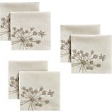 Set of 6 Embroidered Sprig Cocktail Napkins