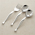 Eva Zeisel 3-Piece Serving Set: serving fork, serving spoon, pierced serving spoon.